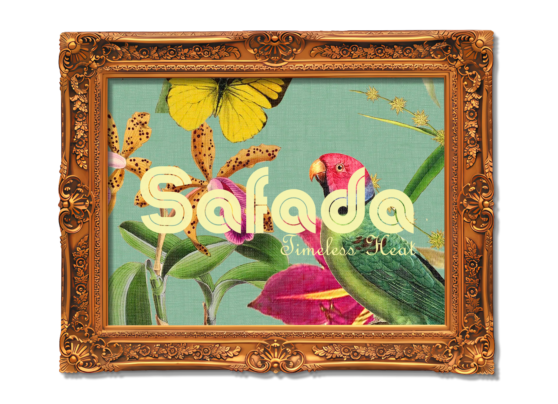 Safada logo inside gold frame